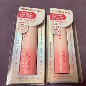 Crème Universal Pink Shade Multi-Balm 2X Collagen Apple Lip & Cheek Lot Of 2